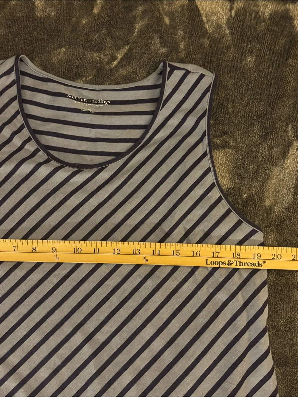 Soft Surroundings Sarina Striped Tank Dress Large Pima Cotton High Low Tulip Hem - Picture 10 of 10
